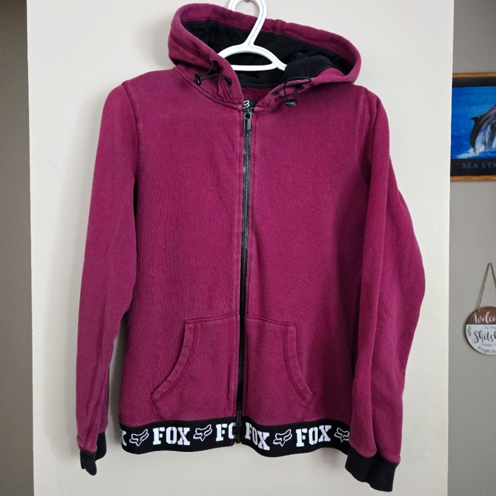 5 for $25 Fox Racing Hoodie Zip Up Burgandy Womens Small Sweater Biking Dirt